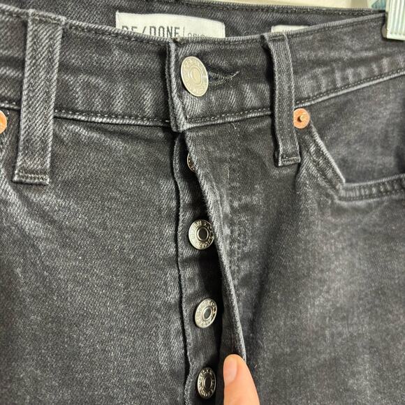 Re/Done Originals High Rise Ankle Crop Jeans in Faded Black - Size 26 - Picture 5 of 7